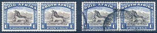 SA UNION - 1950 - SACC119 - 1/- HINGED MINT & USED PAIRS - CAT VALUE APPROX R 200.00!! - (VA)