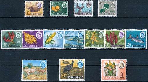RHODESIA - 1966 - QE2 - FULL SET - LIGHTLY HINGED - SG374-387 - CAT VAL = R 260-00 - VIEW BELOW
