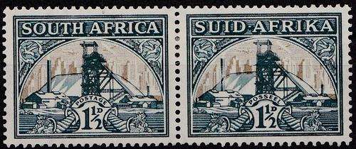 SA UNION - 1933 - HYPENATED PICTORIALS - 1 1/2d - "BROKEN CHIMNEY" VARIETY - CV = R 500.00 - SACC57d