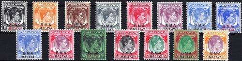 MALAYA (BMA) - KGVI - FULL SET - LIGHTLY HINGED - SG1-18 - CAT VALUE = R 2,120.00!! - VIEW BELOW