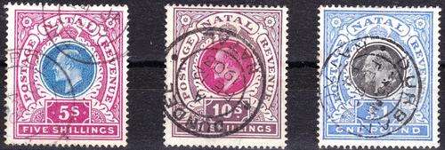 NATAL - 1902 - KEVII - SUPERB USED - HIGH VALUES SACC122-124 - CV = R 2,880.00!! ~ (AB)