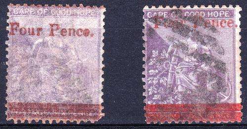 COGH - 1868 - 4d OVERPRINT ON 6d STAMP PLUS "FONR" FOR "FOUR" ERROR - CV = R 12,350 - (DX)