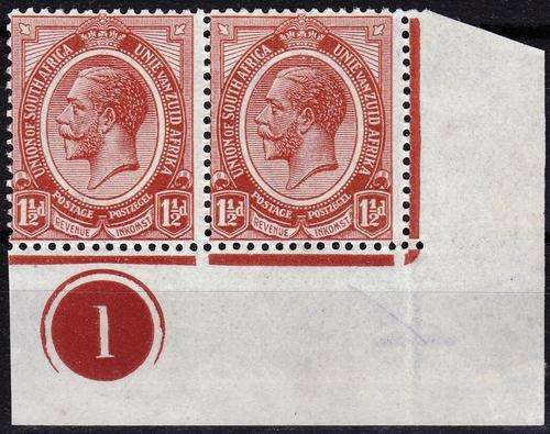 SA UNION - KINGS HEADS CONTROLS - 1 1/2d PLATE 1 UNHINGED MINT! - CV = R 600.00 - VIEW BELOW