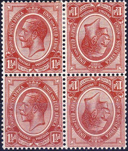 SA UNION - 1913 - KINGS HEADS - BLOCK 4 - TETE BECHE - MINT - CV = R 130.00 - (VX)