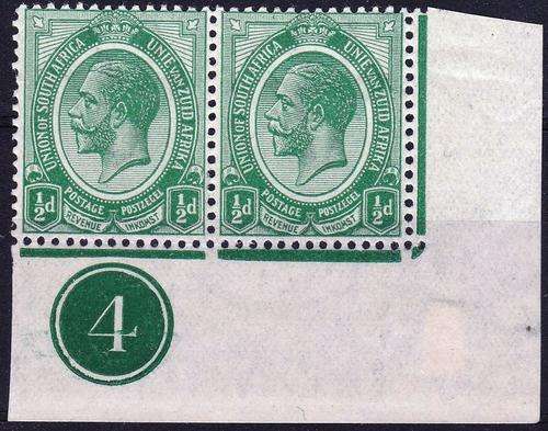 SA UNION - 1913 - KINGS HEADS - 1/2d PLATE 4 (HARD TO FIND) - UNMOUNTED MINT - CV = R 1,050.00!!