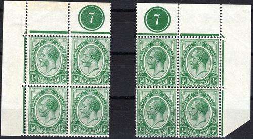 SA UNION - 1913 - 1/2d KINGS HEADS - TOP LEFT & RIGHT IN BLOCKS OF 4 - CV = R 1,400.00! - VIEW BELOW