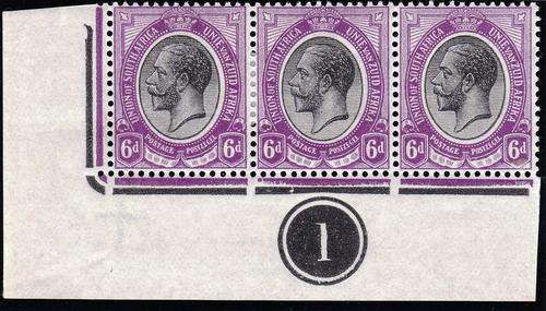 SA UNION - 1913 KINGS HEAD - 6d STRIP OF 3 CONTROLS - CAT VALUE = R 975.00!! - READ BELOW