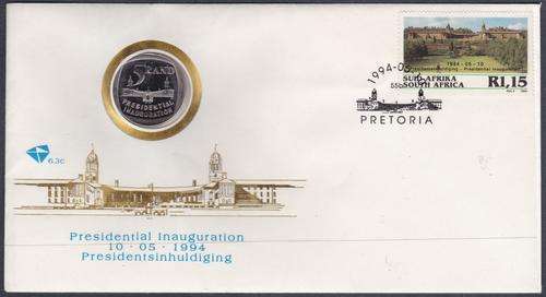 RSA - THE MUCH SOUGHT AFTER PRES MANDELA INAUGURATION COVER WITH CLASSIC COIN - READ BELOW - (NM)