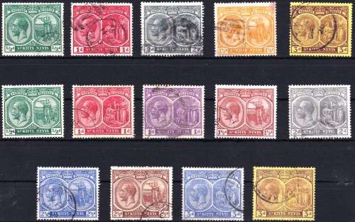 ST KITTS-NEVIS - KGV - 1920/22 (TOP ROW) - 1921/29 (BOTTOM 2 ROWS) - CAT VAL = R 1,010.00 -(SK)
