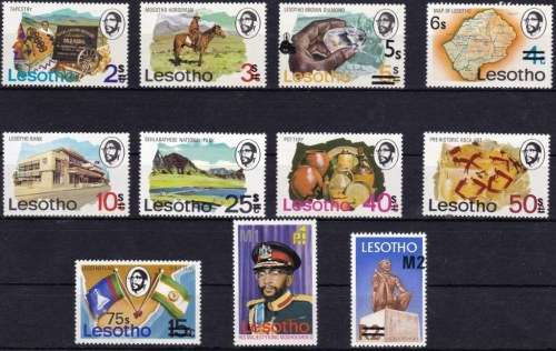 LESOTHO - 1980 - UNMOUNTED MINT SET OVERPRINTS "NEW CURRENCY" TO M2 - CV = R 220.00 - VIEW BELOW