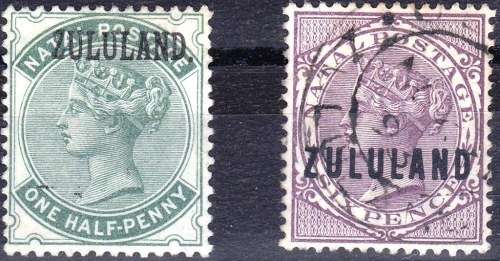 ZULULAND - 1888 - 1/2d & 6d - FINE USED - (SACC12/13) - CAT VALUE = R 2,400.00!! - VIEW BELOW