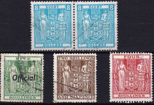 NEW ZEALAND - POSTAL FISCALS ASSORTED USED to 8 DOLLARS - VIEW BELOW - (NZ)