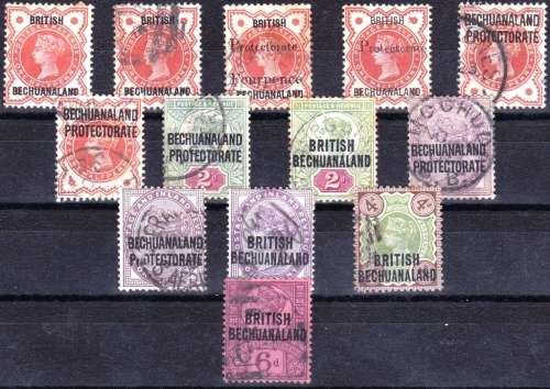 BRITISH BECHUANALAND - 1891/97 - QUEEN VIC - A SELECTION OF MINT / USED - CV = R 3,370.00 - READ