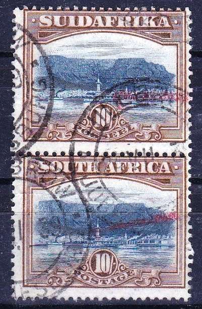 SA UNION - 1927 - LONDON PRINTINGS - 10 SHILLINGS VERTICAL PAIR - FINE USED - CV = R  1,500.00