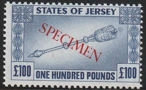 JERSEY - (States of Jersey) -  £ 100.00 - UNMOUNTED MINT `SPECIMEN` - REVENUE STAMP - VIEW BELOW