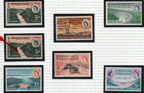 RHODESIA & NYASALAND - 1960 - COMPLETE MINT SET PLUS SCARCE `GORGE FLAW` - READ BELOW - CV R 555.00