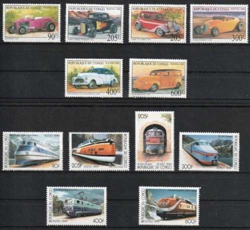 CONGO - THEMATICS - CARS & TRAINS - 2 SETS - UNUSED - VIEW BELOW (X)