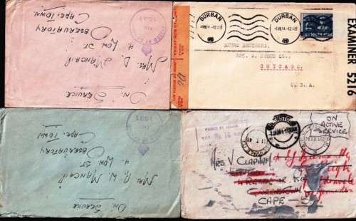 SA UNION - 4 WORLD WAR II - CENSORED COVERS - VIEW BELOW - (X)