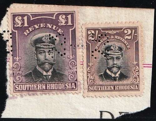SOUTHERN RHODESIA - REVENUES - 2/- + 1 POUND - VIEW BELOW - (X)