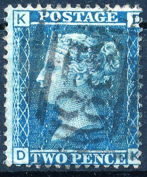 GB - QUEEN VICTORIA - 2d BLUE - Plate 9 - (Fine used) - View Below