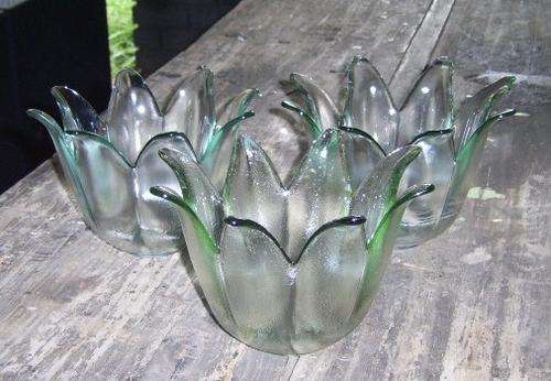 3 GORGEOUS GLASS FLOWER BOWLS
