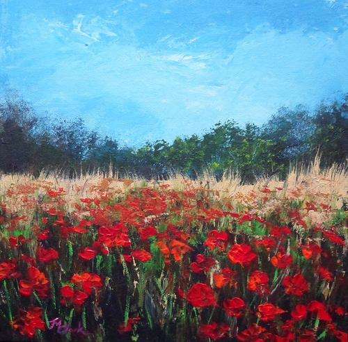 SPECIAL !!!  Acrylic Painting by Joy Clark "Red Poppies"