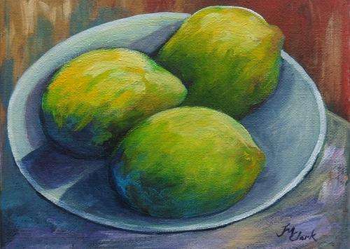 SPECIAL : Bidding starts with R1.00!!!! Acrylic Painting by Joy Clark "Limes"