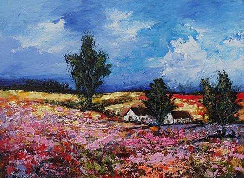 Special !!! Bids start with R1.00 !!! Acrylic Painting by Joy Clark "Mosaic Garden"