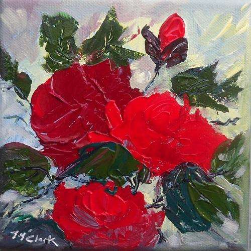 CRAZY SPECIAL!!! -  Acrylic Painting by Joy Clark - Size: 13 x 13 cm "Roses"