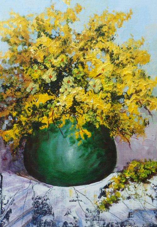 Crazy Special...!!!  Acrylic painting by Joy Clark "Wildflowers" 18 x 27cm - (joy999)