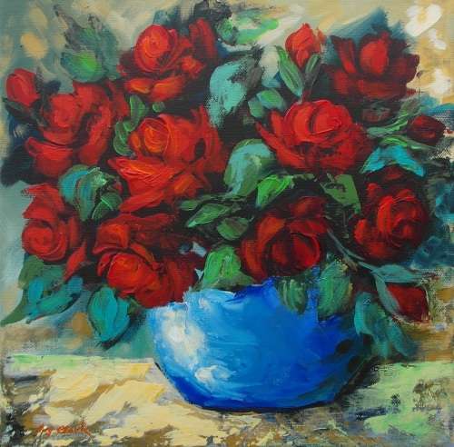Crazy Wednesday Special... "Red Roses" Acrylic Painting 30cm x 30cm