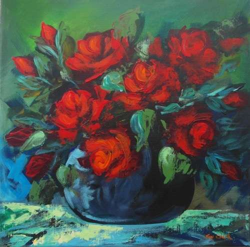 Crazy Wednesday Special... "Red Roses" Acrylic Painting 30cm x 30cm