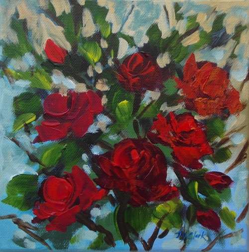 Crazy Wednesday Special... "More Roses in my Garden" Acrylic Painting 20cm x 20cm