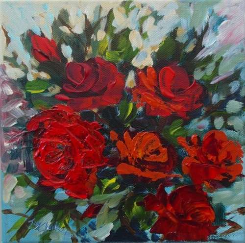 Crazy Wednesday Special... "More Roses in my Garden" Acrylic Painting 20cm x 20cm