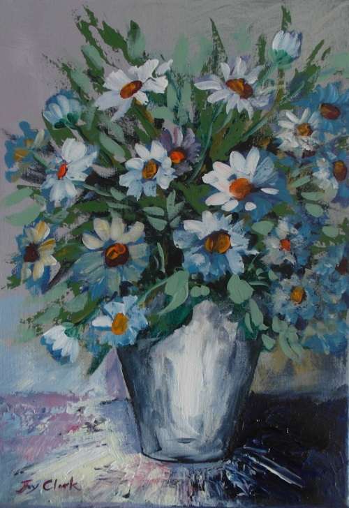 Crazy Wednesday Special... "Daisies in Vase" Acrylic Painting 20cm x 28cm