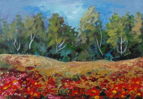 Crazy Wednesday Special... "Flower Field" Acrylic Painting 21cm x 30cm