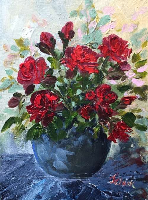 "Roses" Original Painting by S.A. Artist, Joy Clark