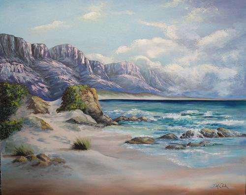 CRAZY SPECIAL !!! "Gordon's Bay" Oil Painting by Joy Clark - Large Canvas 60 x 75cm