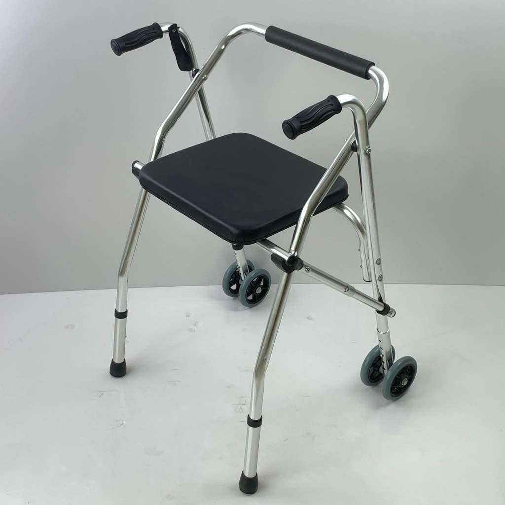 Walker - Aluminium Frame Pulpit Walker with Seat and 2 Wheels