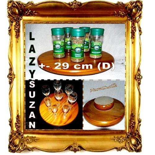 ***HANDY AND FUNCTIONAL OLD wooden Lazy Susan - Turns perfectly - felt lining at bottom**
