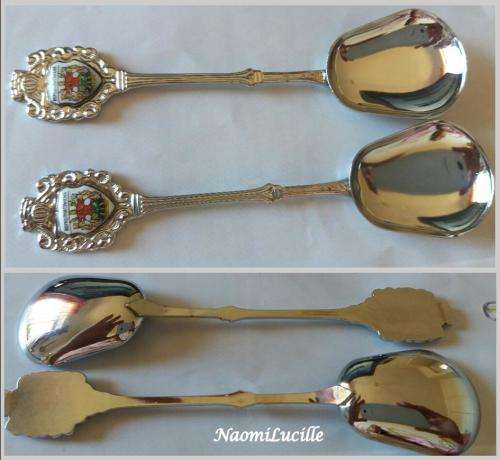 **TWO VERY PRETTY COLLECTORS' BOPHUTHATSWANA EMBLEM - SILVER PLATED? SUGAR SPOONS  / BID PER SPOON**