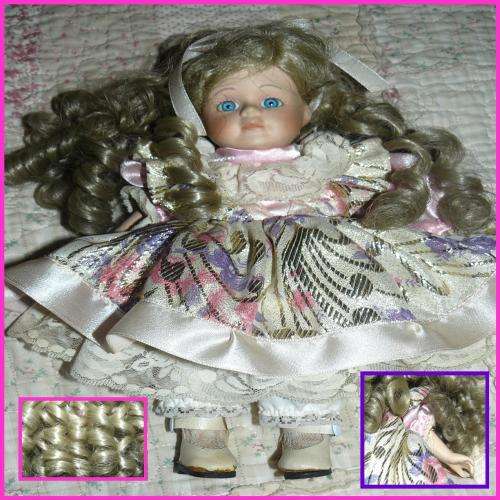 *****VERY PRETTY WELL DRESSED BLUE EYED PORCELAIN DOLL WITH STUNNING HAIR AND EYES - TOO SWEET*****