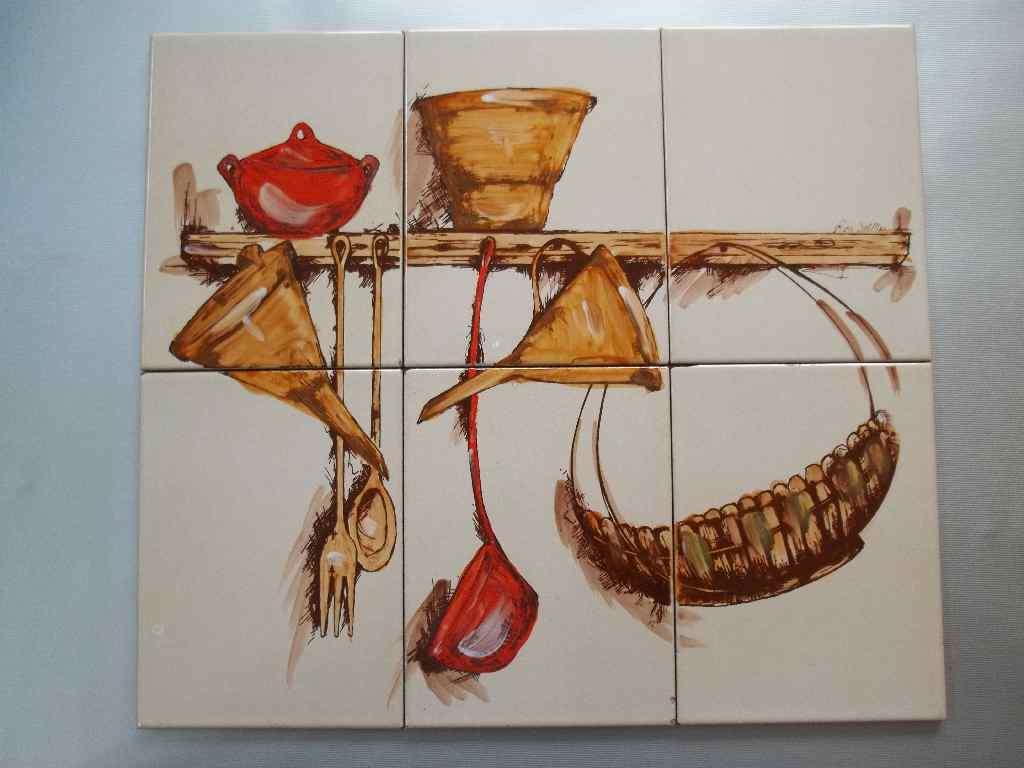 **BEAUTIFUL DESIGN SET OF ITALIAN VINTAGE TILES X 6 EACH MEASURES 15 X 20CM PER TILE!!**