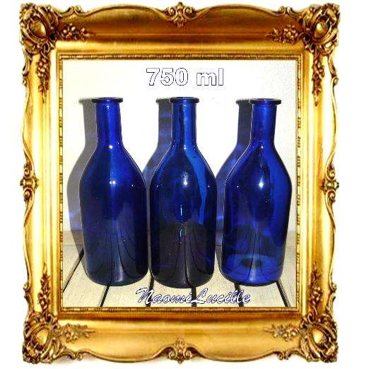 *****THREE LOVELY COLLECTABLE/DISPLAYABLE SOUGHT AFTER COBALT BLUE GLASS BOTTLES****
