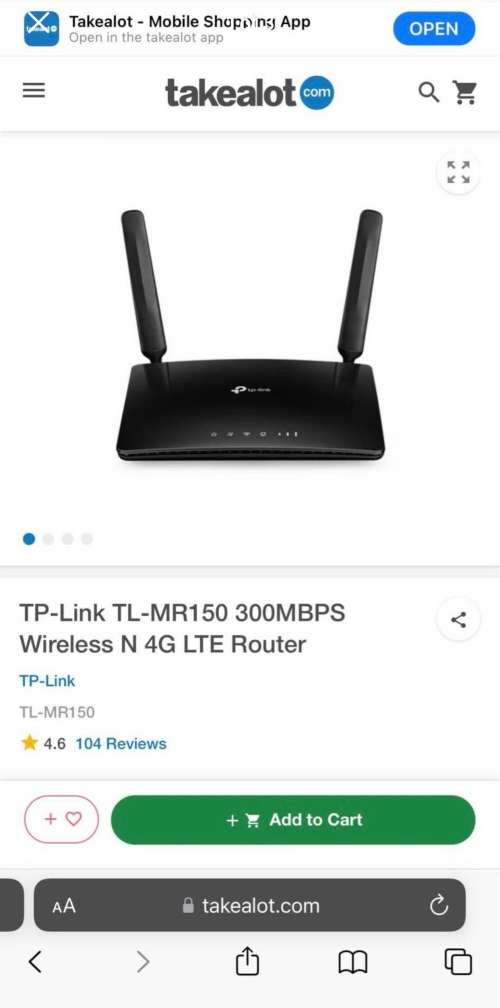 *Brand New* TP-Link TL-MR150 300MBPS Wireless N 4G LTE Router (SIM card supported)
