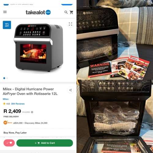 Milex - Digital Hurricane Power AirFryer Oven with Rotisserie 12L (Brand New)