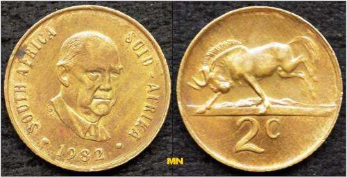 South Africa 2 Cents Balthazar J. Vorster - 1982