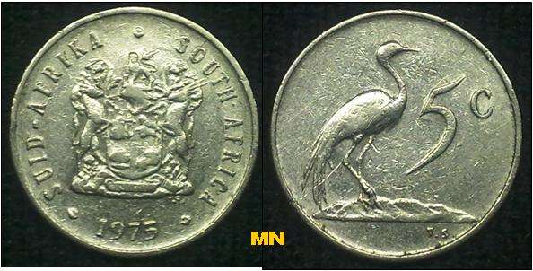 1975 Five cent coin