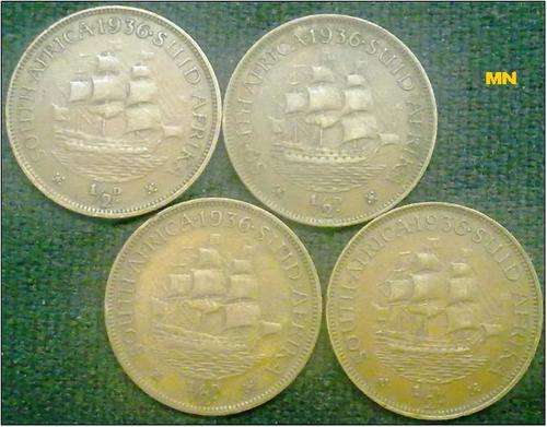 1936 SAU half penny. 1/2D. ( 3 available to use as fillers. F grade)