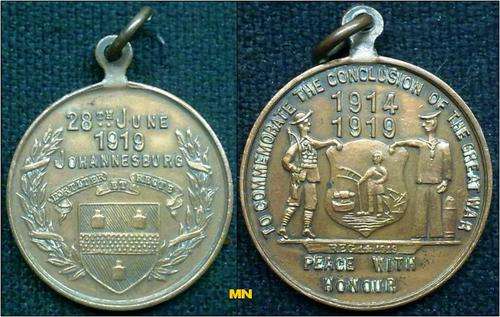 To commemorate the conclusion of the great war. 28 th June 1919 - Johannesburg